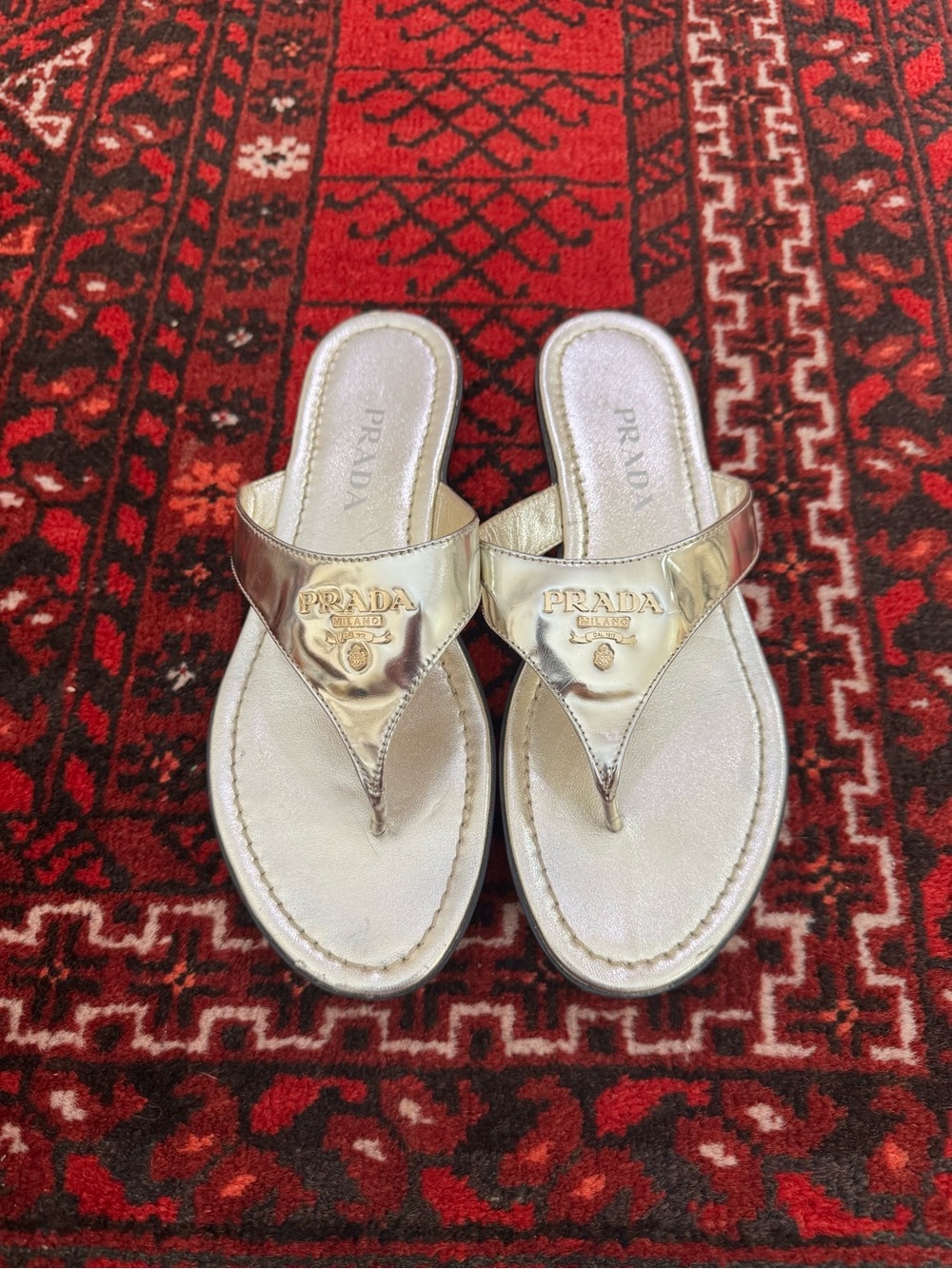Prada Metallic Gold Toe-Post Sandals for Women - Picture 7 of 7